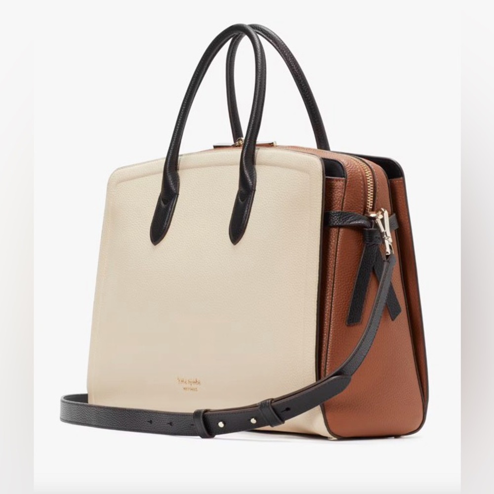 kate spade Cream, Brown & Black Leather Structured Satchel